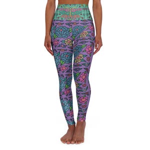 Vibrant Floral High Waisted Yoga Leggings, Activewear, Workout Gear, Fitness Fashion, Spring/Summer Essentials