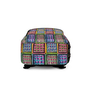 Zaino in poliestere patchwork colorato, borsone da viaggio per la scuola immagine 5