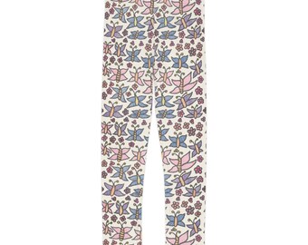 Butterfly Kids Leggings, Whimsical Print, Soft Polyester Blend