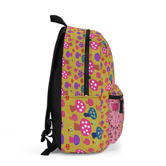 Colorful Butterfly and Mushroom Backpack - Trendy School Bag  display picture 1