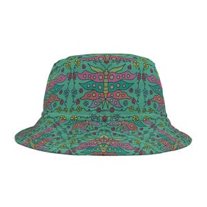 Chapéu de balde floral colorido - estilo boho, acessório de verão, roupa de praia, moda festival, presente para ela, casual ao ar livre