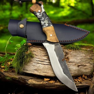 Carbon Steel Knife with Resine Handle and Sheath | Premium Tracker Knife | Full Tang Bushcraft Knife | Gift For Outdoor Enthuslasts