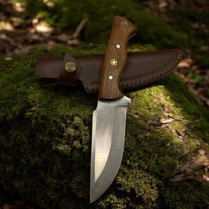 Premium Outdoor Knife and Sheath | Hand Forged Knife | Unique Bushcraft Knife | Handmade Knife Gift For Campers and Hikers | Gift For Him
