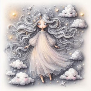 Lullaby Digital Download | Dreamy Girl Art for Nursery or Wall Decor
