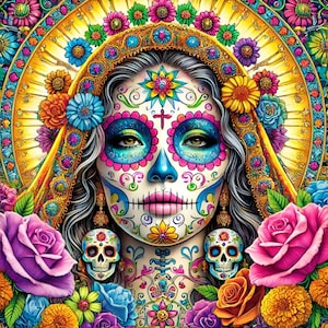 Sugar Skull Art Print: Gothic Dia de los Muertos Decor (digitale download)
