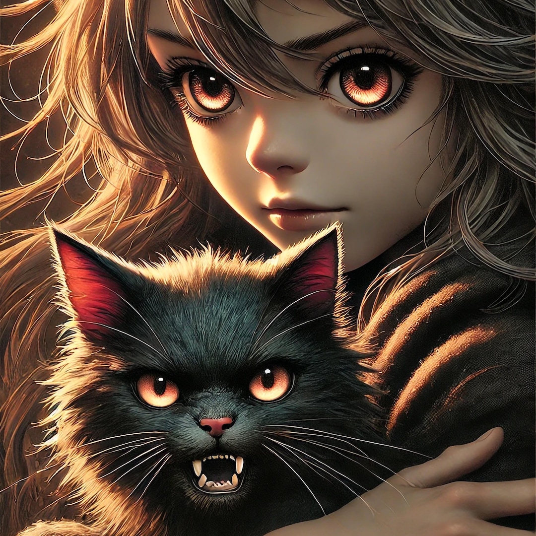 feral-friends-digital-download-gothic-cat-girl-wall-art-emo-anime
