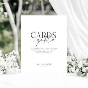 Cards and Gifts Sign, Editable Canva Wedding Sign Template, Printable DIY Reception Sign Minimalist Digital Wedding Design Set – ASHBOURNE