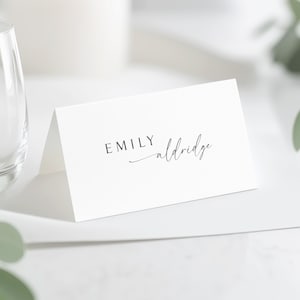 Marque-place, modèle de mariage sur toile éditable, carte de visite personnalisée pliée, design minimaliste à faire soi-même, ensemble de papeterie numérique pour mariage moderne - FERNHILL