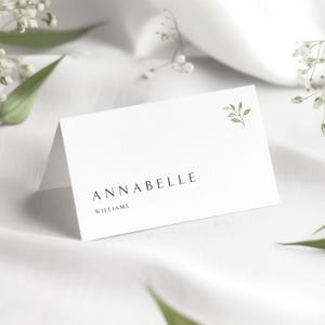 Tarjeta de lugar, plantilla editable de boda en Canva, tarjeta de nombre personalizada plegada, diseño minimalista DIY, juego de papelería digital para bodas modernas – WINDMERE