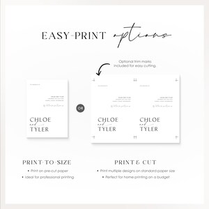 Comparison of print-to-size and print-and-cut options with trim marks for easy cutting, suitable for home or professional printing.