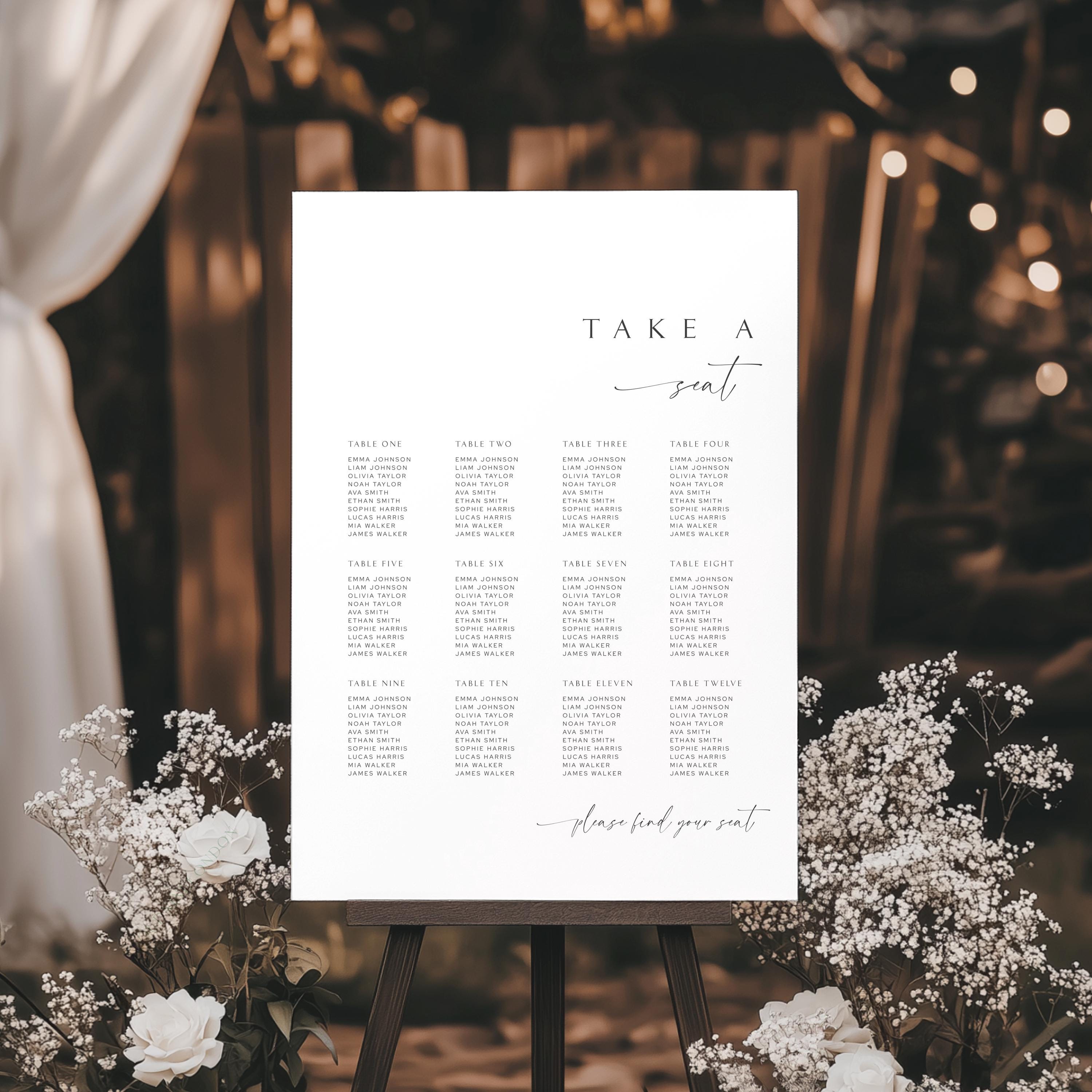 Seating Plan, Editable Canva Wedding Template, DIY Reception Chart ...