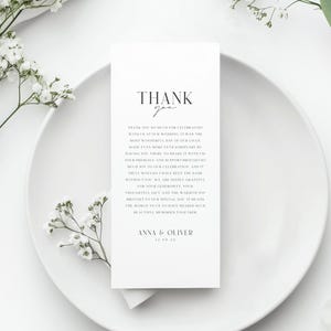 Thank You Place Card ,Editable Canva Wedding Template, Modern Minimalist Wedding Card Printable Digital Custom Reception Design – ASHBOURNE