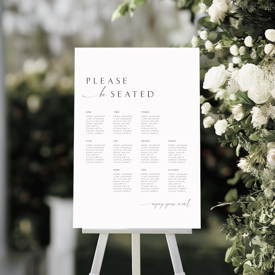 Seating Plan Sign, Editable Canva Wedding Template, DIY Reception Chart ...