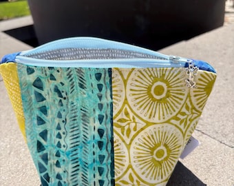 Borsa trapuntata da boutique, piccola, blu e verde