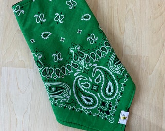 Green Fleece Lined Bandana // Face Warmer // Ski Mask // Snow Mask // Wind Weather Blocker