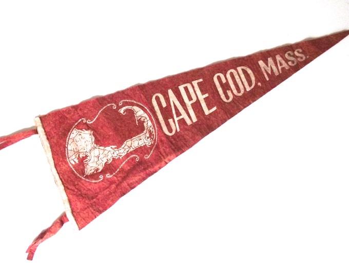 Cape Cod Flag Valance Cape Cod Souvenir Pennant, Large Vintage Felt Flag From Massachusetts ...