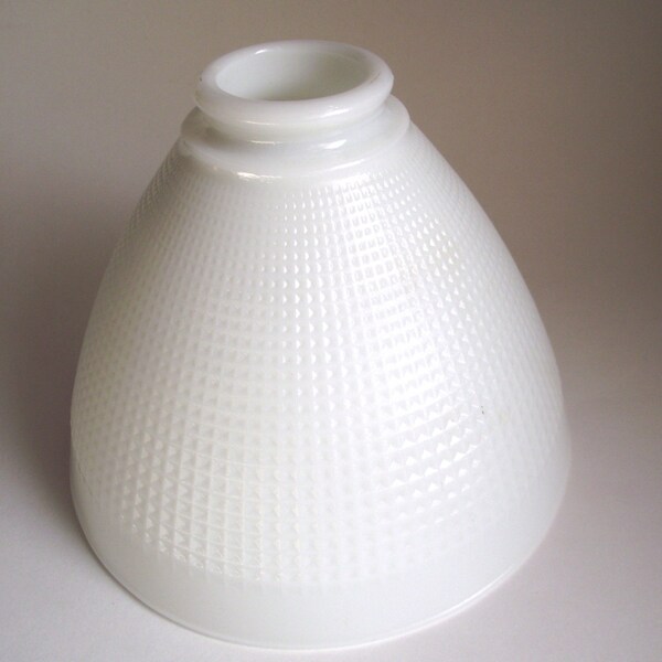 Vintage Large Milk White Glass Light Shade with Textured Design