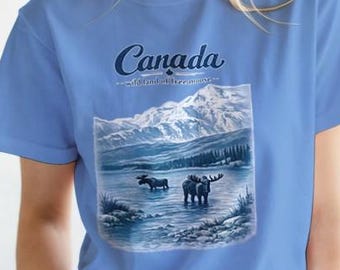 Canada - Wild land of free moose - Travel illustration