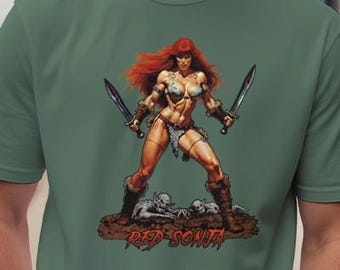 Red Sonja Barbarian Warrior T-Shirt – Epic Fantasy Sword & Sorcery Comic Style