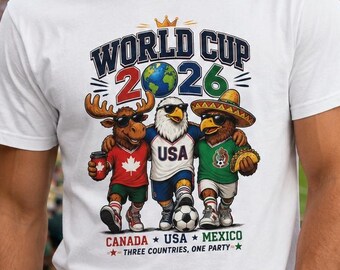 Soccer 2026 Three Countries One Party Shirt, Canada USA Mexico Football Tee, Moose Eagle Sombrero Taco Fan T-Shirt, North America Soccer