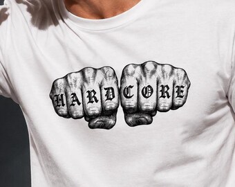 Hardcore Fist Tattoo Shirt, Punk Rock Knuckle Tattoo Tee, Hardcore Music T-Shirt, Blackwork Tattoo Graphic Shirt, Alternative Streetwear Tee