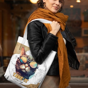 Kattendraagtas - grappig en uniek ontwerp, leuk kattenliefhebbercadeau, schoudertas, strandtas, voor alle gelegenheden