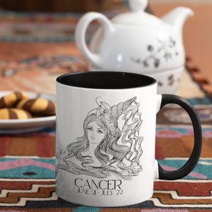 Cancer Zodiac Coffee Mug - 11oz, Beautiful Mug for Everyday Coffee, Astrology Gift, Horoscope Cup, Ceramic Tea Cup