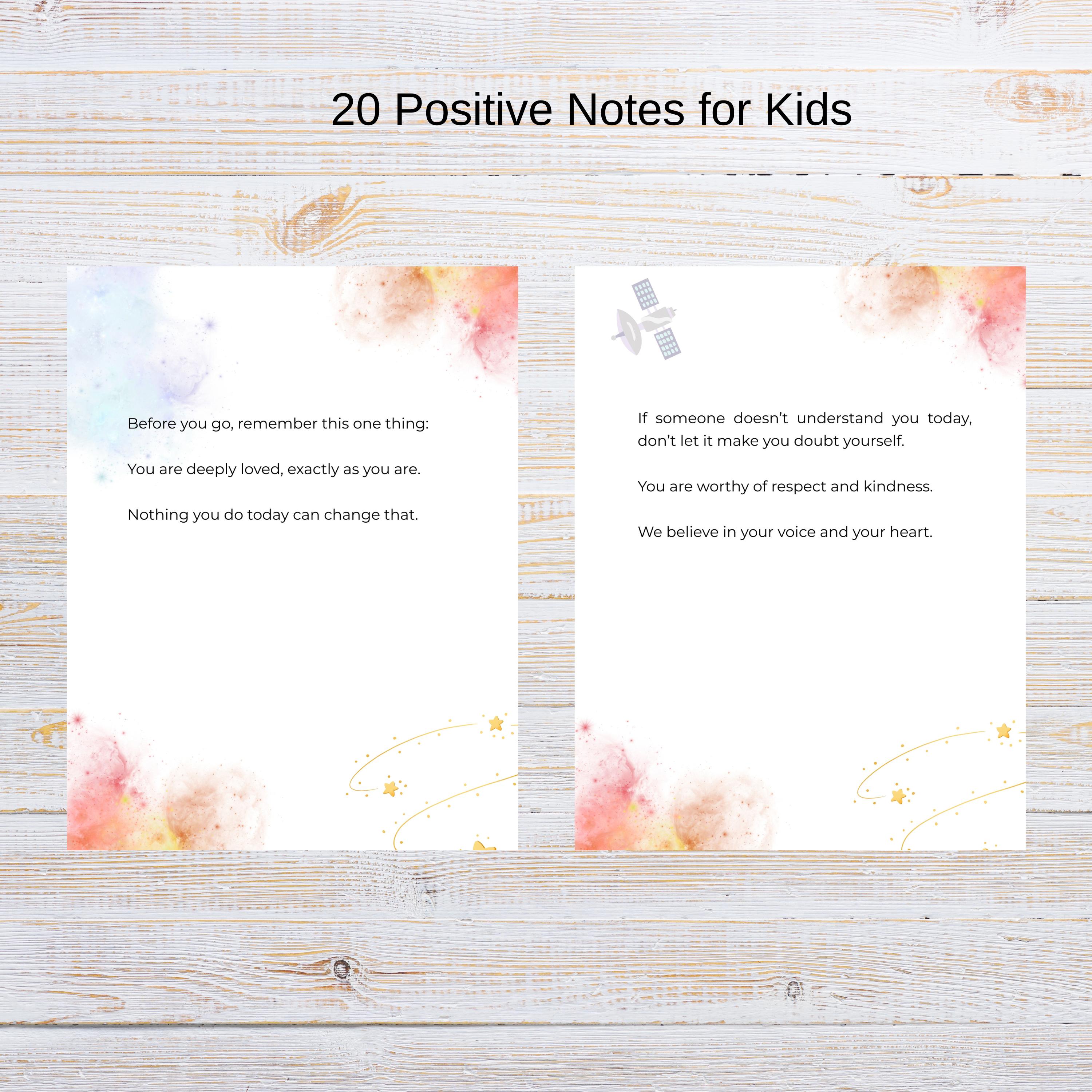 20 Positive Notes for Kids Printable | Encouraging Notes for School ...