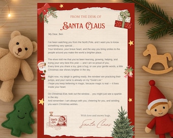 Editable Personalized Letter From Santa Claus - Santa Letter Template - Christmas Eve - North Pole Mail Santa - Letter for Kids - Printable