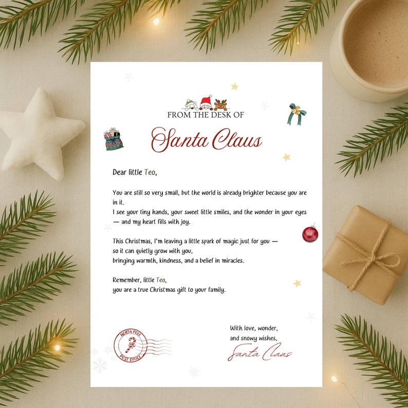 Editable Personalized Santa Letter for Baby, Minimalist First Christmas ...