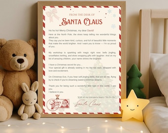Editable Personalized Letter From Santa Claus - Santa Letter Template - Christmas Eve - North Pole Mail Santa - Letter for Kids - Printable