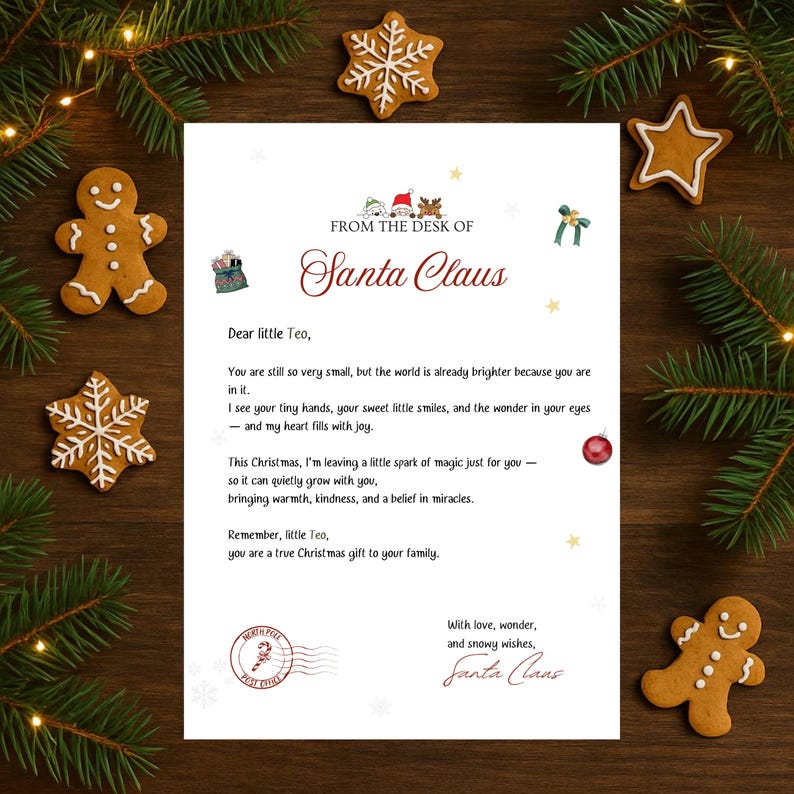 Editable Personalized Santa Letter for Baby, Minimalist First Christmas ...