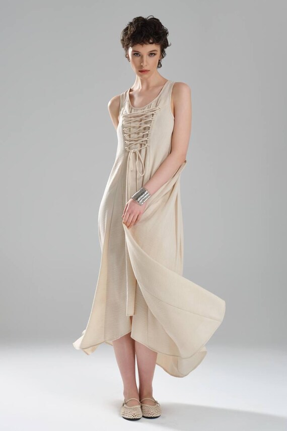 statement midi dress Crepe Midi Dress With Statement Sleeves – Ivory XS