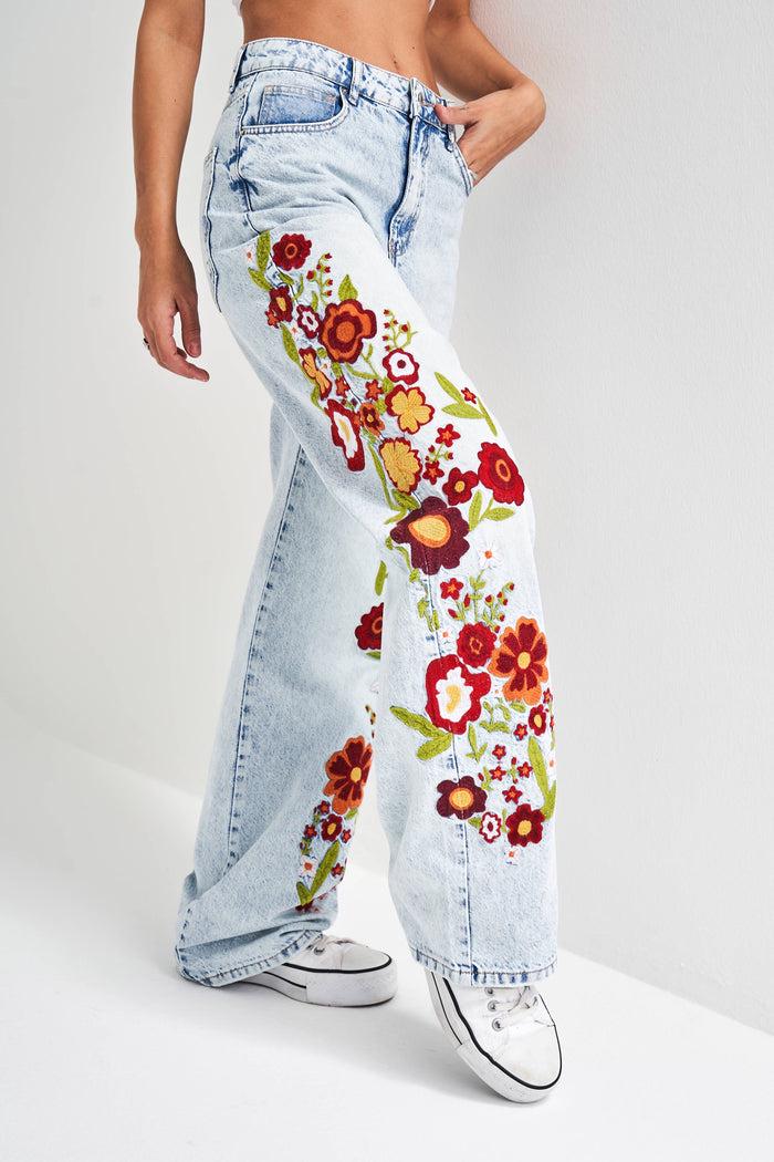 Women's Jeans in Snow Color Loose Fit Mid-rise 100% Cotton Denim Pants ...