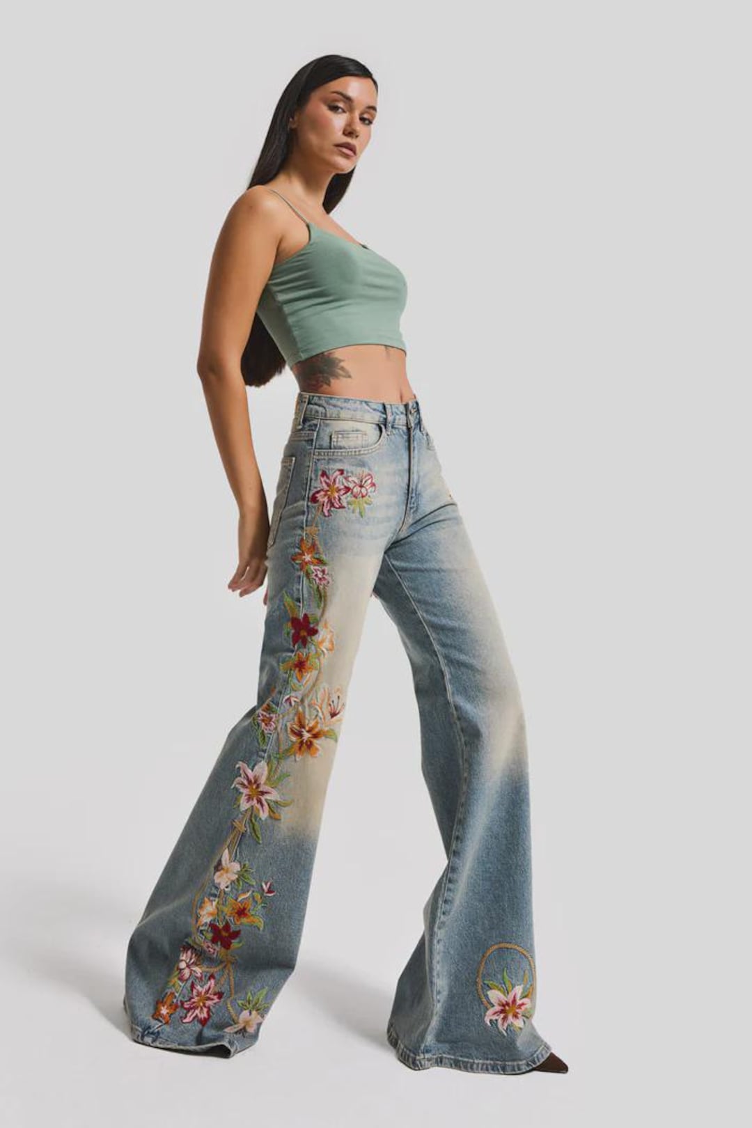 パンツ Back Embroidery Design Flare Denim Pants il_1080xN.7601723769_a0va.jpg
