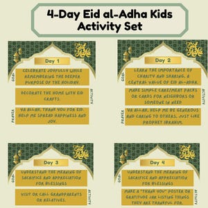 Eid Al-Adha Kids Activity Printable – 4-Day Goals, Prayers & Activities | Islamic Holiday Download