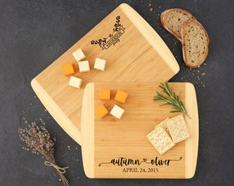 Personalized 2-Tone Bamboo Cutting Board – Engraved Reversible Charcuterie Serving Board