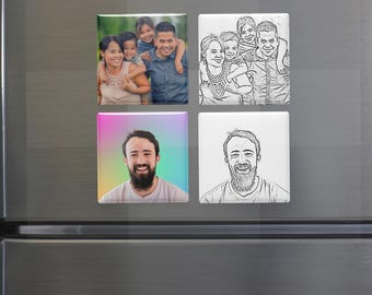Personalized Photo to Sketch Fridge Magnets: Family Keepsake Gift
