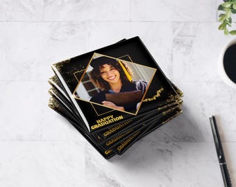 Imanes personalizados con foto de graduación: recuerdos de fiesta, regalos de agradecimiento (juego de 6, 5 x 5 cm)