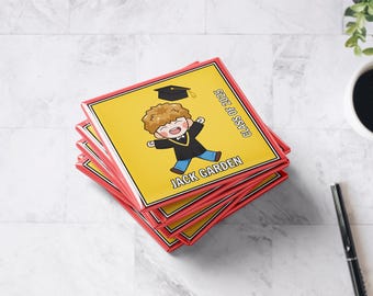 Imán de graduación personalizado: nombre personalizado, diseño de niño, juego de 6