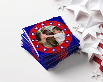 Imanes fotográficos personalizados con temática militar: juego de 6, regalo familiar militar personalizado