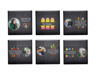 Imanes fotográficos personalizados de agradecimiento al profesor (juego de 6)