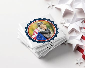 Imanes fotográficos personalizados con temática y marco para veteranos: juego de 6 marcos de homenaje militar personalizados