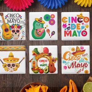 Aimants pour réfrigérateur Cinco de Mayo – Ensemble de 6 | Décoration de fête mexicaine festive | Cadeaux Taco Tequila Fiesta | Accessoires de cuisine colorés