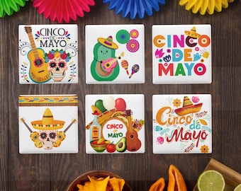 Cinco de Mayo Fridge Magnets: Mexican Fiesta Decor, Set of 6