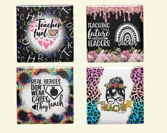 Teacher Quote Magnet Set: Inspirational Classroom Decor, Coffee & Sunflower Art