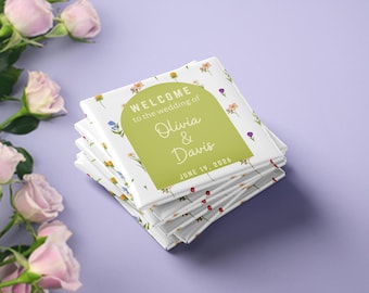 Imanes de bienvenida de boda personalizados: nombres y fecha (juego de 10)