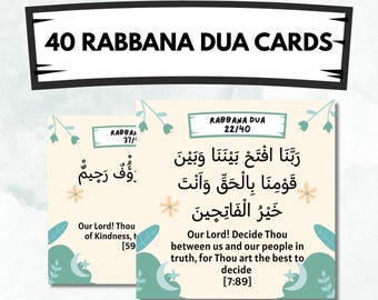 40 Rabbana Dua Cards: Islamic Ramadan Prayer Flashcards (Digital Download)