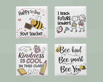 Teacher Appreciation Magnet Set: Bee & Affirmation Classroom Decor