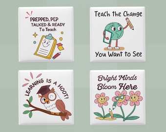 Inspirational Teacher Fridge Magnets: Classroom Decor, Set of 4